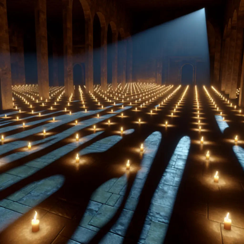 Zapowiedź: mroczna sala z dziesiątkami migoczących świec