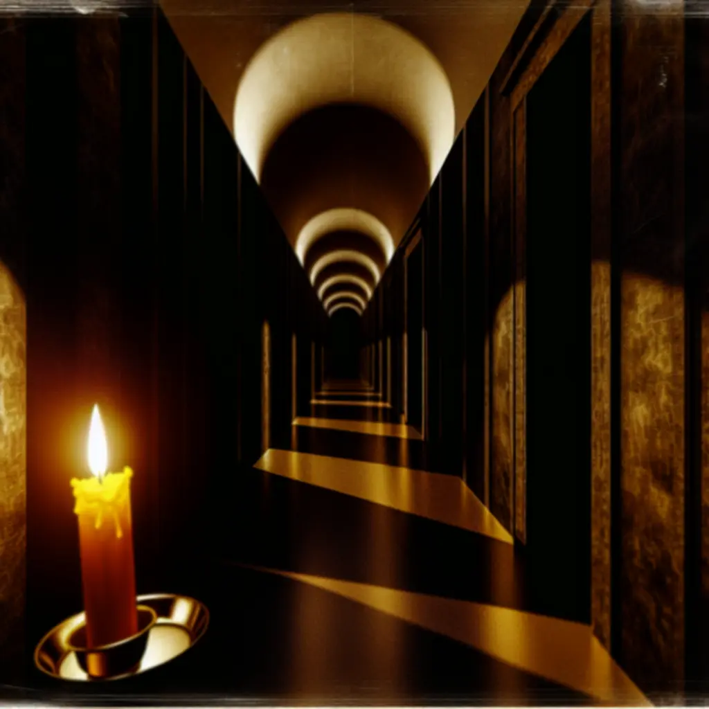 Ciemny, noir’owy korytarz oświetlony migoczącą świecą z gry White Night